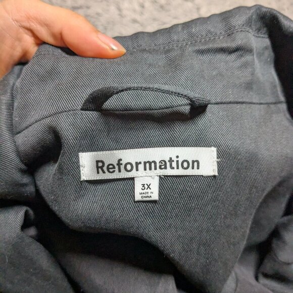 Reformation Black Blazer Classic Relaxed Blazer Single Button Pockets 3X Plus - Picture 6 of 9